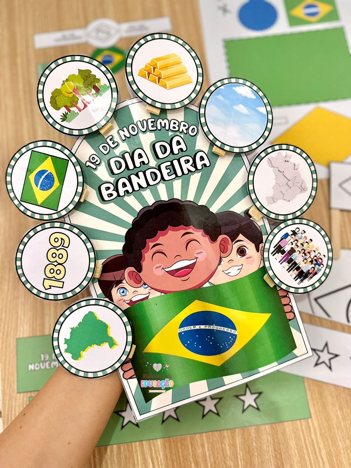 Luva pedagógica / história na luva: dia da bandeira – PDF para Imprimir — História para Todas as séries: KIT LUVA E…