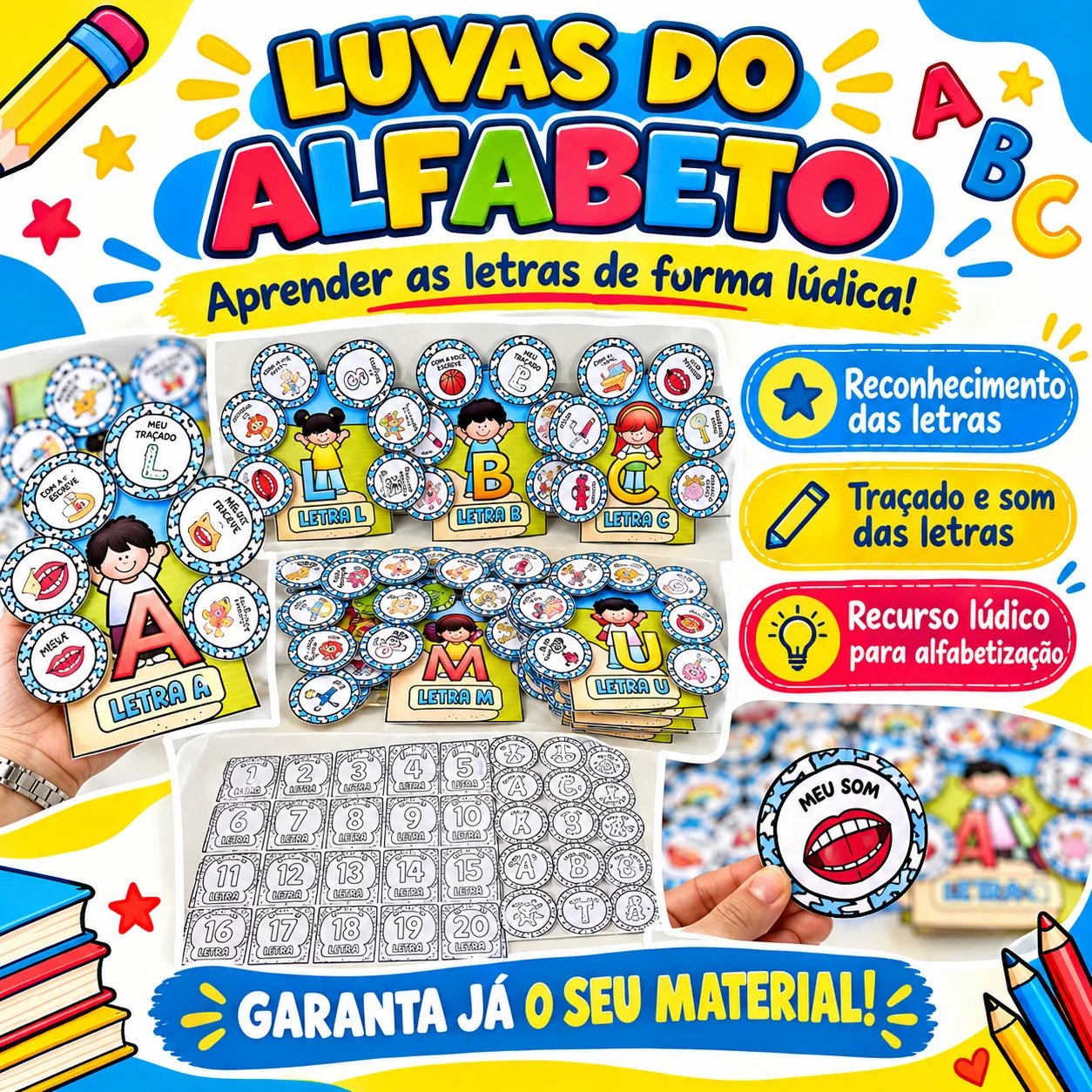 Luvas do Alfabeto: Atividades de Alfabetização — Alfabetização para Educação Infantil: Recurso pedagógico com luvas do…