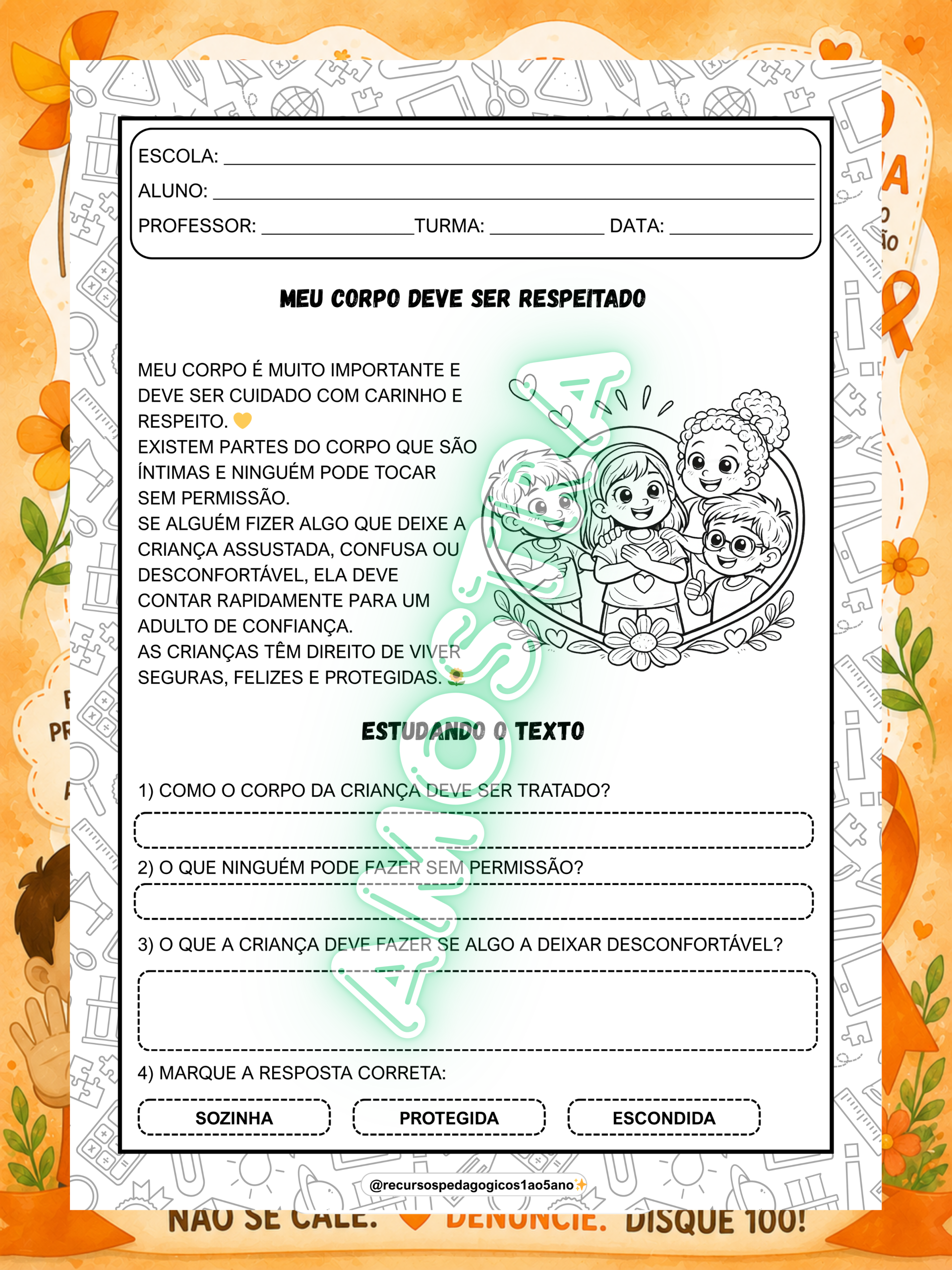 Maio Laranja – Texto, Interpretação e História em Quadrinhos – PDF para Imprimir | 5º ano — amostra 2: Maio Laranja –…