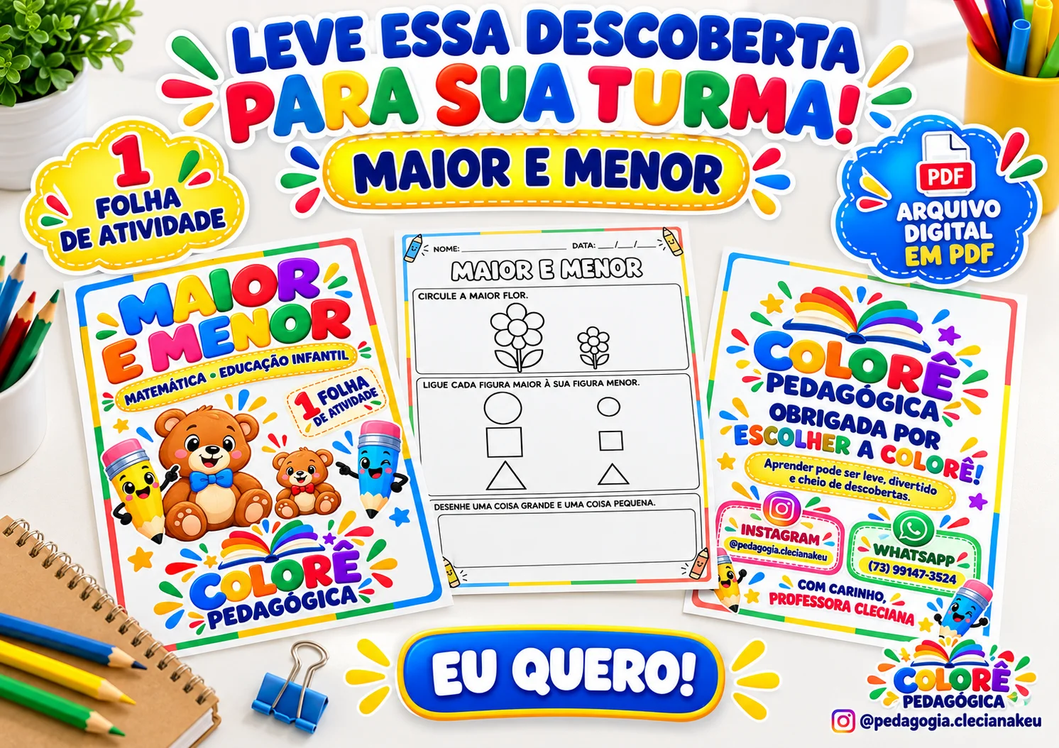 Maior e Menor — Atividade de Matemática para Educação Infantil | — amostra 3: Uma atividade lúdica para comparar tamanhos,…