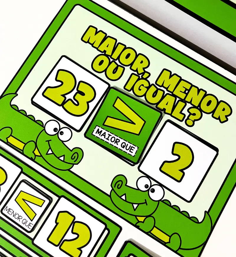 Maior, Menor ou Igual: Kit de Matemática em PDF com Jogos — amostra 1: Maior, menor ou igual: comparação numérica de forma…