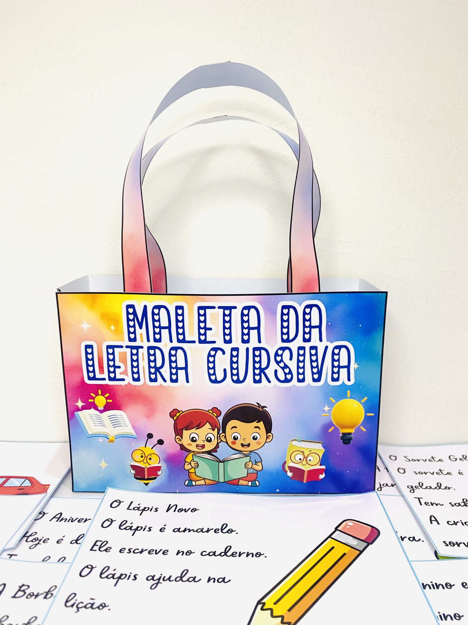 Maleta da letra cursiva | Alfabetização — amostra 1: O que vem no material