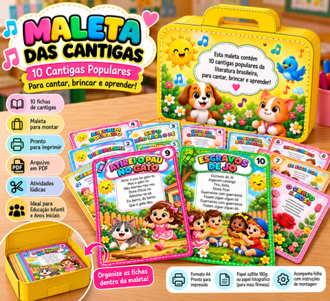 Maleta das Cantigas — 10 Cantigas Populares para Educação Infantil — capa do material