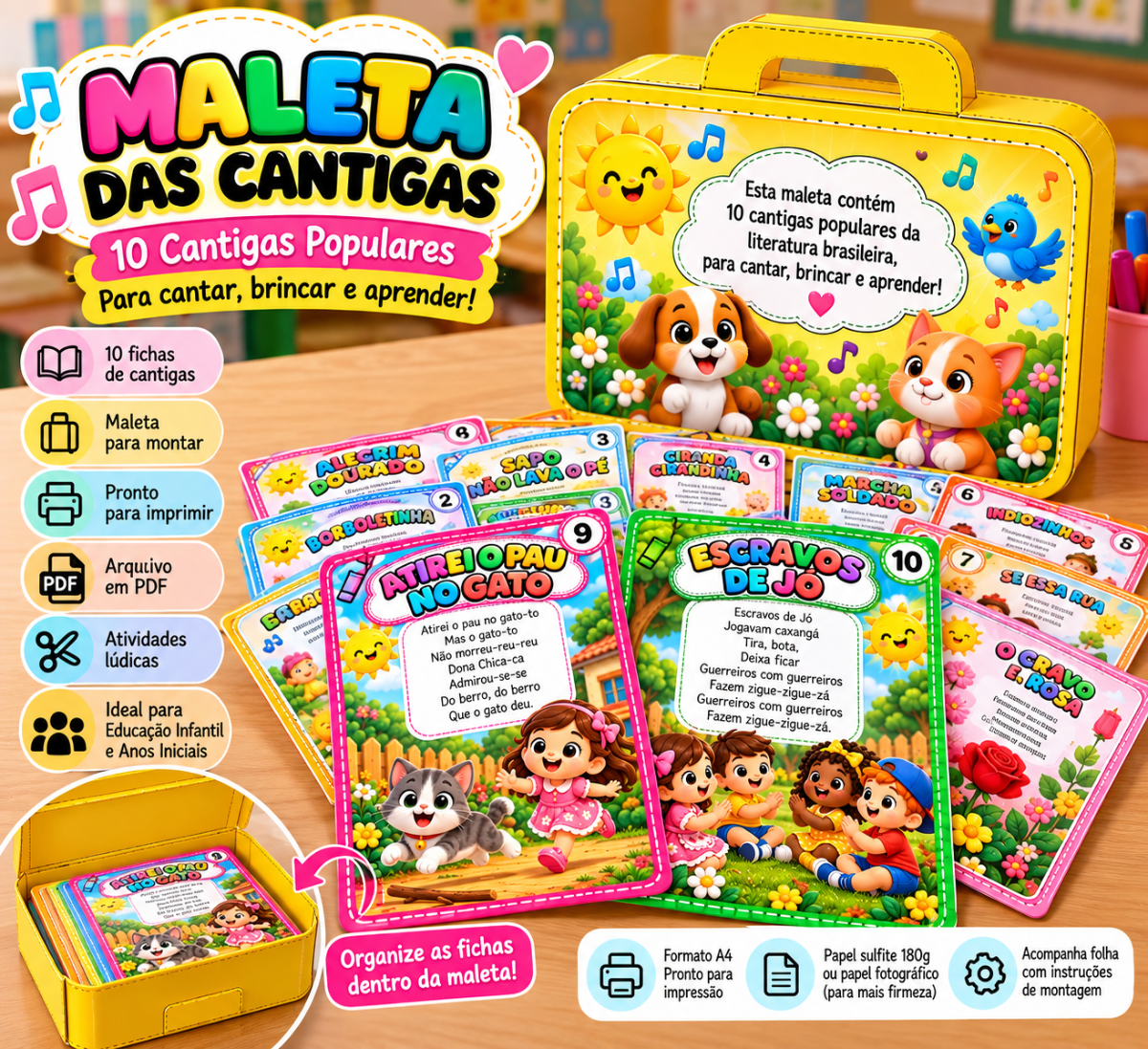 Maleta das Cantigas — 10 Cantigas Populares para Educação Infantil — Atividades para Todas as séries: Transforme as…