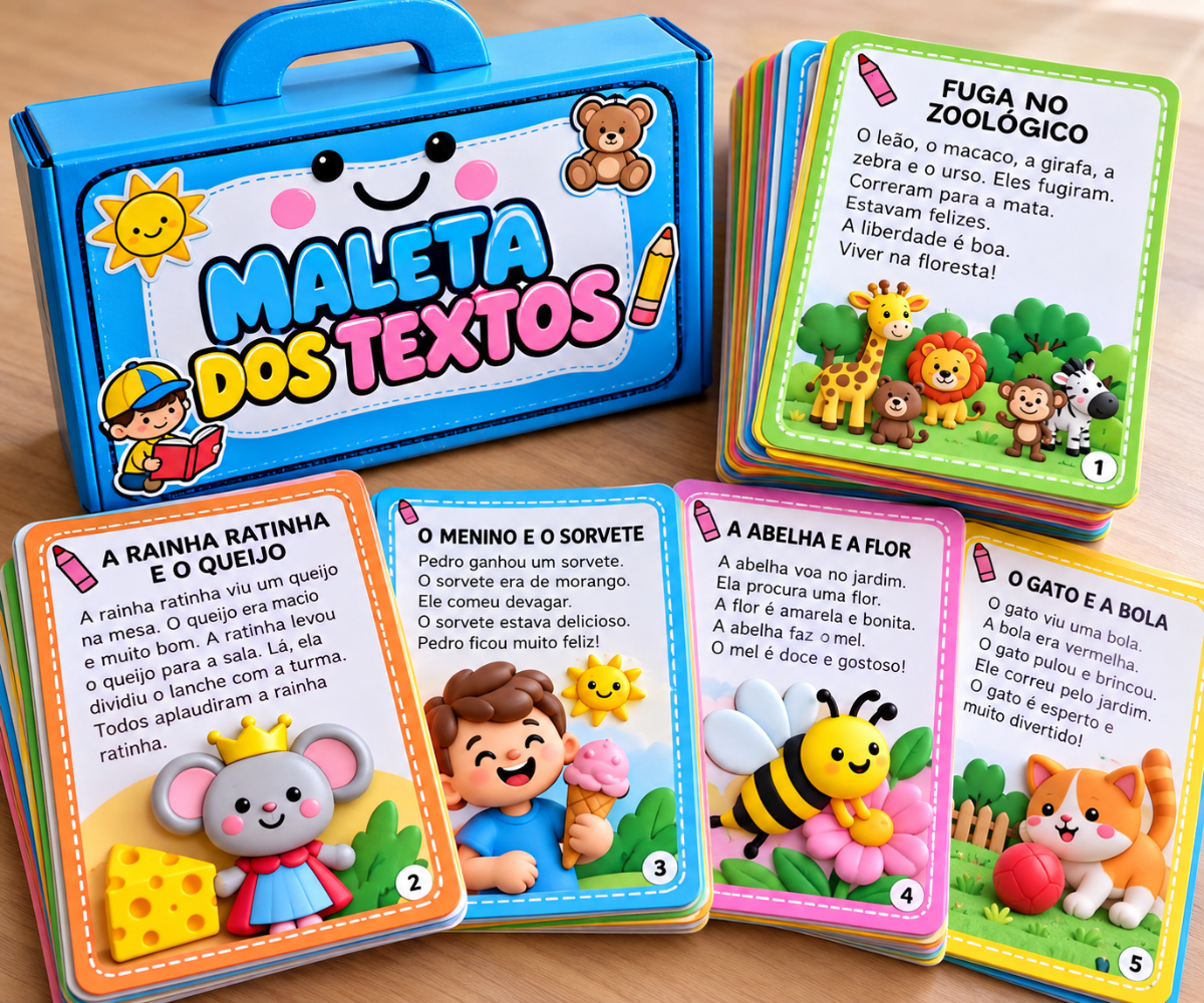 MALETA DOS TEXTOS — 10 FICHAS DE LEITURA LÚDICAS — amostra 3: Transforme o momento da leitura em uma experiência divertida…