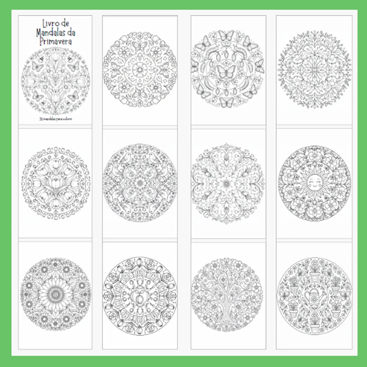 Livro para imprimir - Mandalas da Primavera — amostra 2: Transforme seus momentos de arte em uma experiência delicada,…