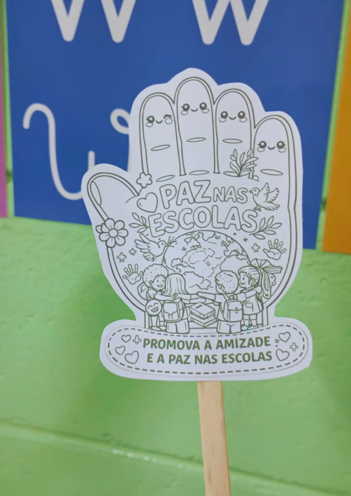 Mãozinha Paz nas Escolas – Atividade Educação Emocional para Imprimir — amostra 2: Leve para sua escola uma mensagem…