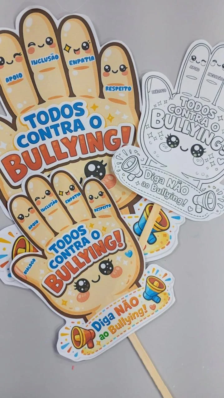Mãozinha Todos Contra o Bullying – Atividade Educação Emocional para Imprimir — amostra 1: Transforme sua escola em um…