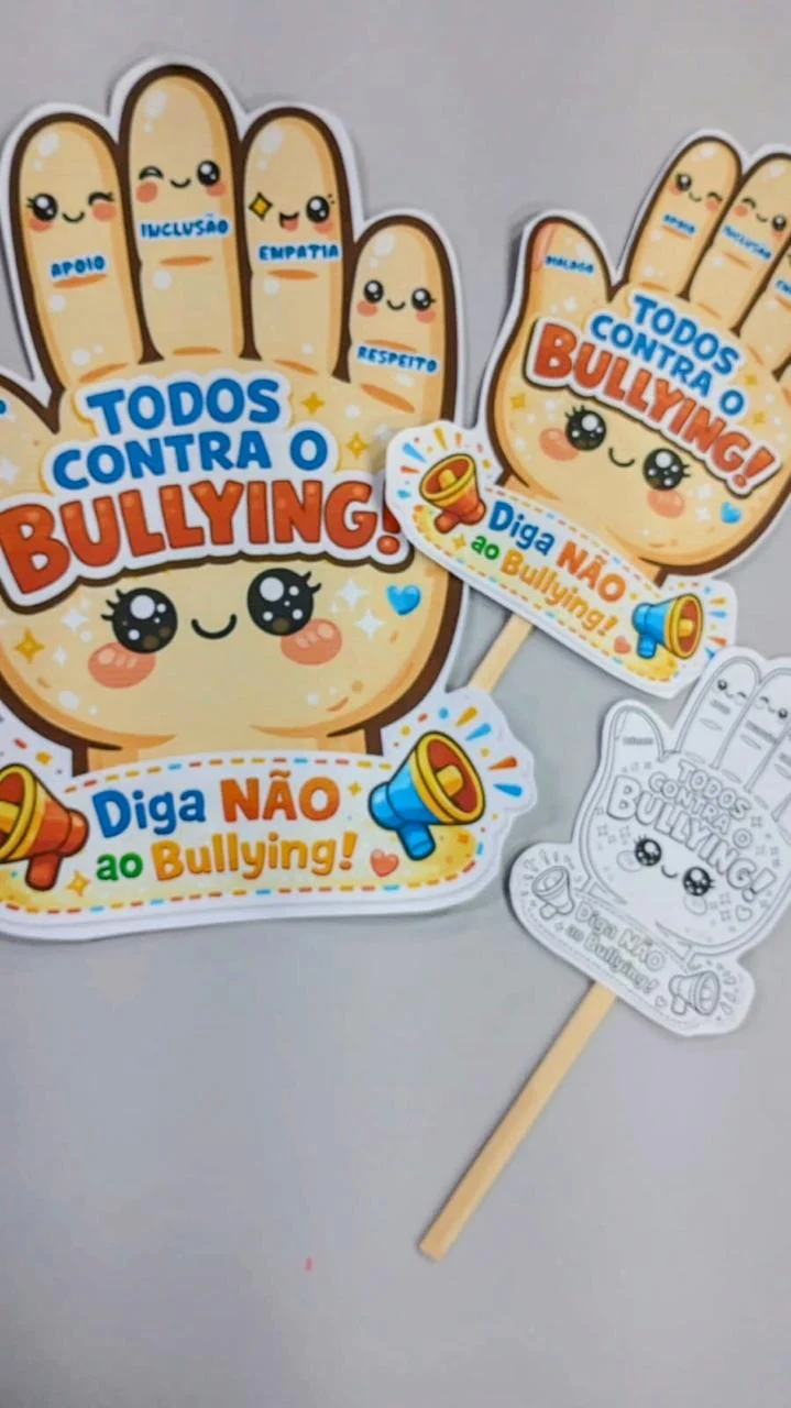 Mãozinha Todos Contra o Bullying – Atividade Educação Emocional para Imprimir — amostra 2: Transforme sua escola em um…