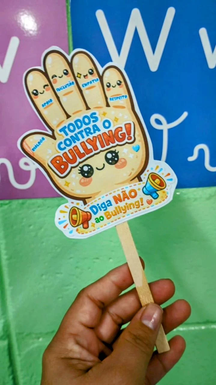 Mãozinha Todos Contra o Bullying – Atividade Educação Emocional para Imprimir — amostra 3: Transforme sua escola em um…