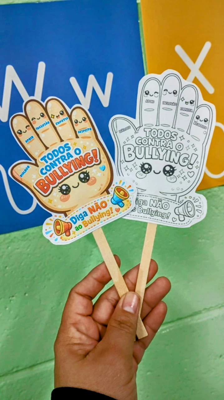 Mãozinha Todos Contra o Bullying – Atividade Educação Emocional para Imprimir — Datas comemorativas para Educação Infantil:…