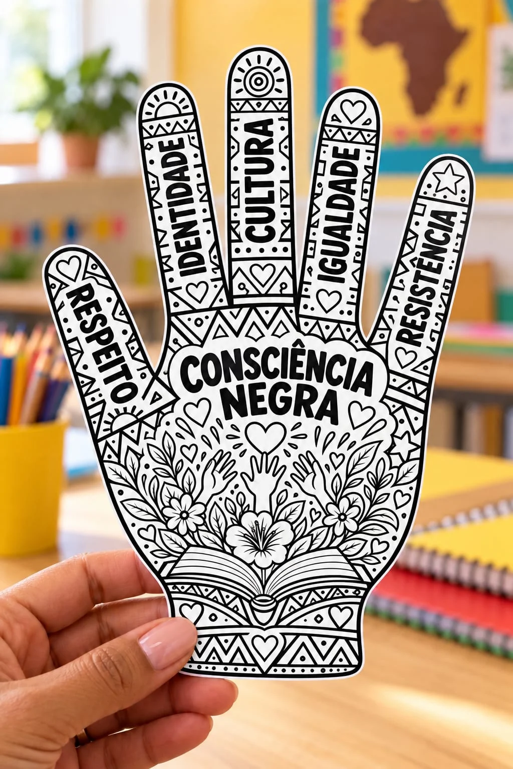 Mãozinhas da Consciência Negra para Imprimir – PDF — amostra 6: MÃOZINHAS DA CONSCIÊNCIA NEGRA – ATIVIDADE PARA COLORIR E…