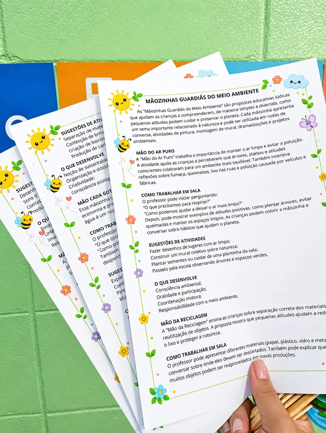 🌱✨ MÃOZINHAS GUARDIÃS DO MEIO AMBIENTE ✨🌱 — amostra 7: Um material educativo encantador e super criativo para trabalhar…