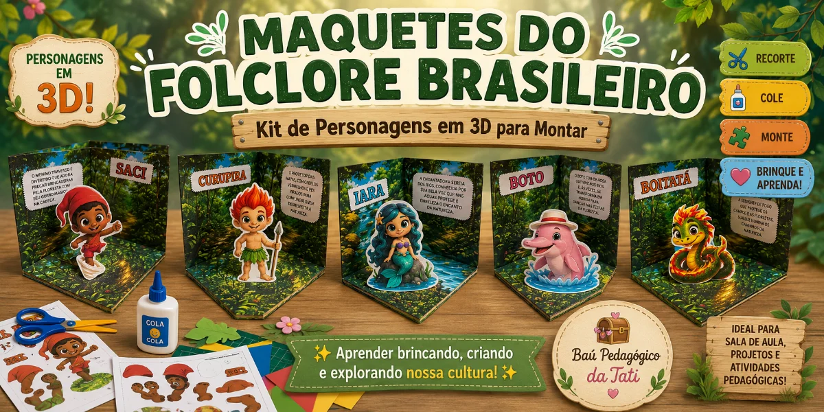 Maquetes do Folclore Brasileiro – Kit de Personagens em 3D para Montar — Datas comemorativas para Educação Infantil:…