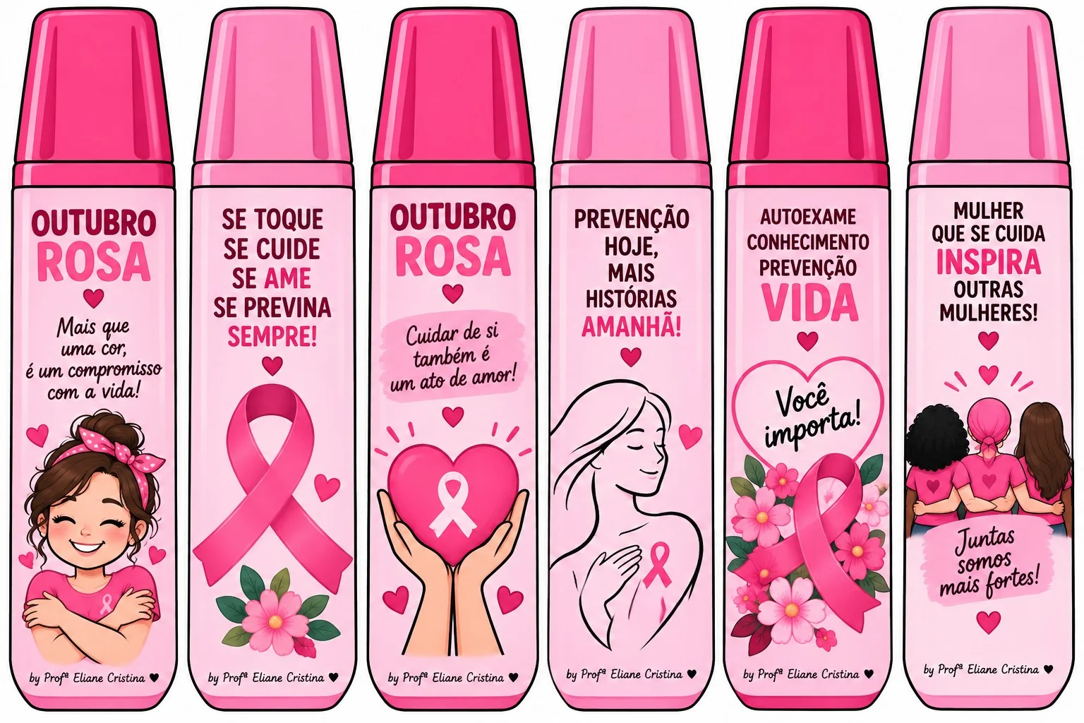 Marca textos Outubro Rosa em Pdf Educação Infantil Fundamental — Datas comemorativas para Educação Infantil: 💗 Marca-Texto…