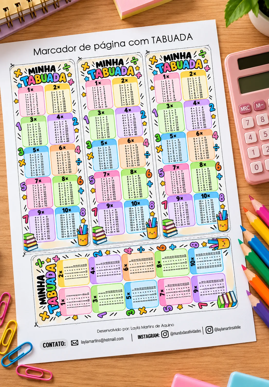 Marcador de Página com Tabuada do 1 ao 10 | Matemática — amostra 1: Marcador de Página com Tabuada do 1 ao 10 – Matemática Marcador de Página com Tabuada do 1 ao 10 | Matemática — amostra 1: Marcador de Página com Tabuada do 1 ao 10 – Matemática