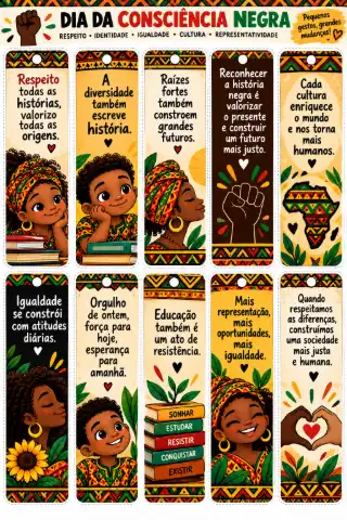 MARCADOR DE PÁGINA DIA DA CONSCIÊNCIA NEGRA - DIVERSIDADE — amostra 2: O que vem no material