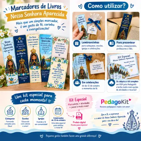 Marcadores de livros Nossa Senhora Aparecida — capa do material