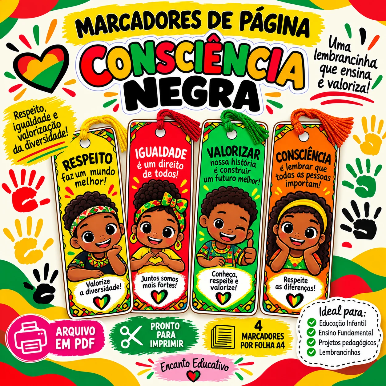 Marcadores de Página Consciência Negra para Imprimir – PDF — Ciências para Educação Infantil: Marcadores de página…