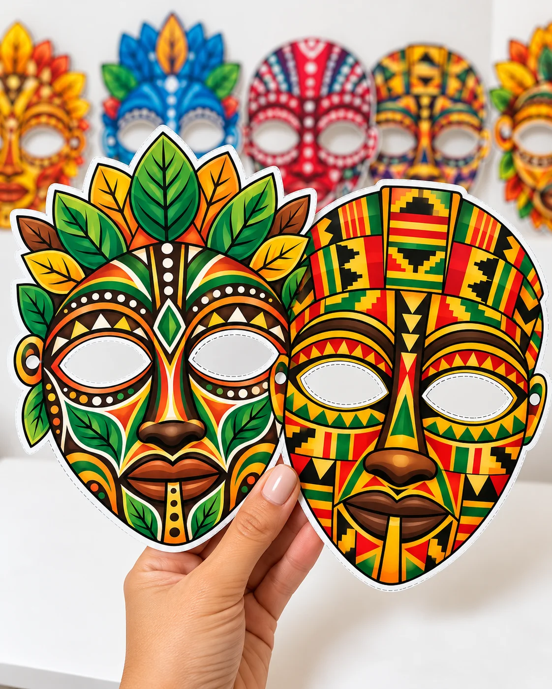 MÁSCARAS AFRICANAS COLORIDAS – 12 MODELOS — amostra 2: Leve mais cultura, diversidade e beleza para suas atividades… MÁSCARAS AFRICANAS COLORIDAS – 12 MODELOS — amostra 2: Leve mais cultura, diversidade e beleza para suas atividades…