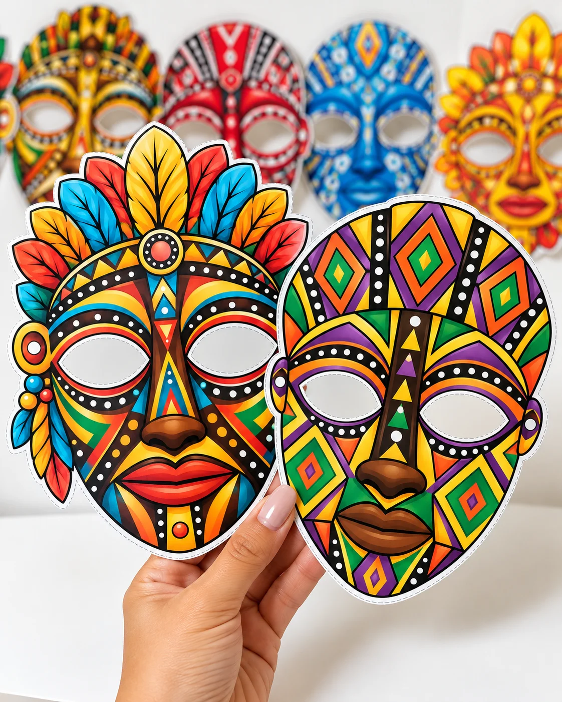 MÁSCARAS AFRICANAS COLORIDAS – 12 MODELOS — amostra 5: Leve mais cultura, diversidade e beleza para suas atividades… MÁSCARAS AFRICANAS COLORIDAS – 12 MODELOS — amostra 5: Leve mais cultura, diversidade e beleza para suas atividades…