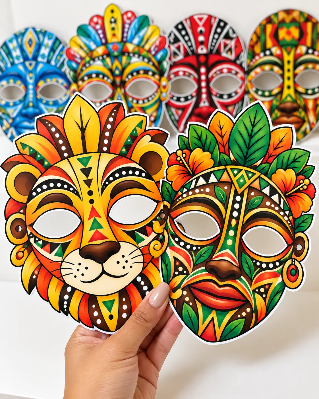 MÁSCARAS AFRICANAS COLORIDAS – 12 MODELOS — Datas comemorativas para Educação Infantil: Leve mais cultura, diversidade e…