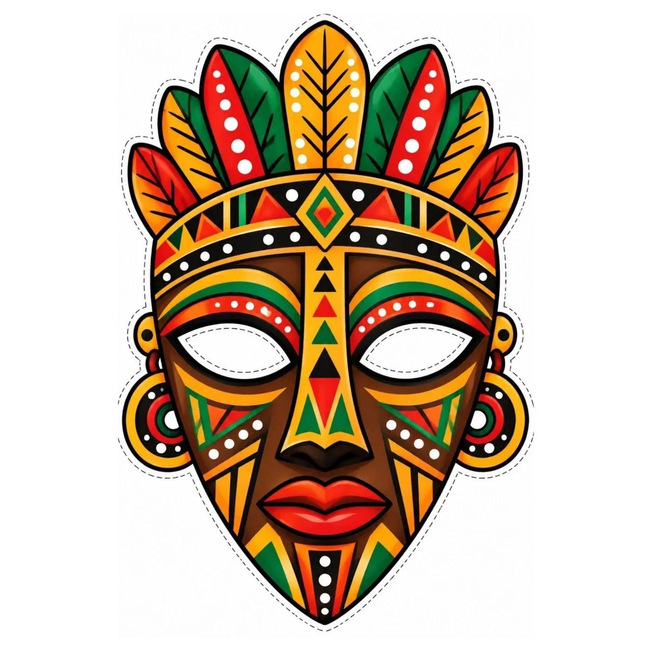 Máscaras Africanas Coloridas e para colorir! — amostra 2: 10 modelos diferentes de Máscaras Africanas coloridas