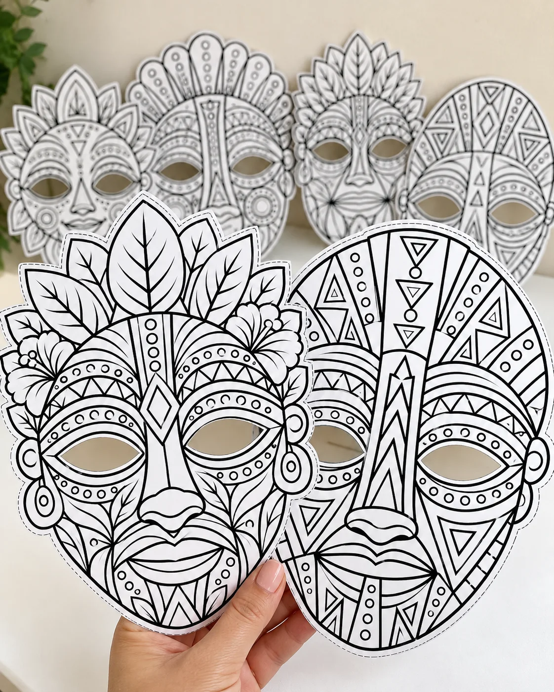 MÁSCARAS AFRICANAS PARA COLORIR – 12 MODELOS — amostra 3: ✨ Uma atividade criativa para trabalhar a cultura africana, a…