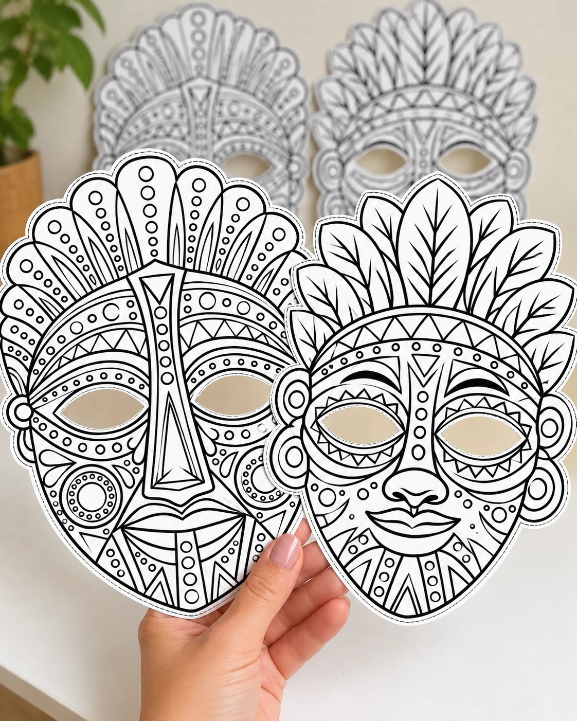 MÁSCARAS AFRICANAS PARA COLORIR – 12 MODELOS — amostra 4: ✨ Uma atividade criativa para trabalhar a cultura africana, a…