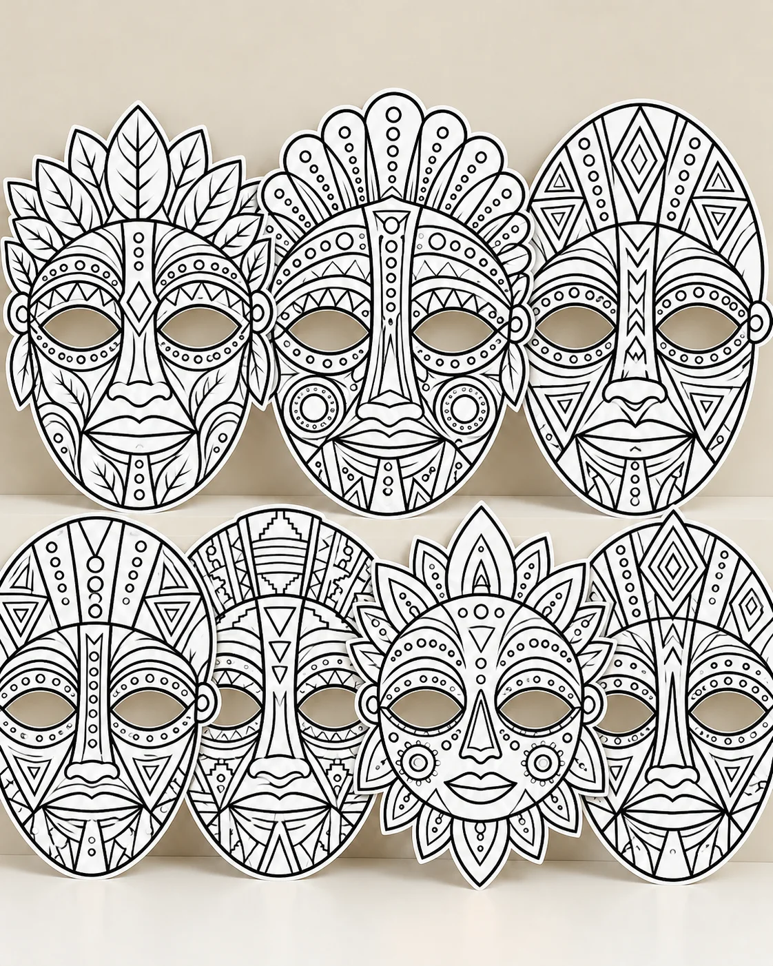 MÁSCARAS AFRICANAS PARA COLORIR – 12 MODELOS — amostra 5: ✨ Uma atividade criativa para trabalhar a cultura africana, a…