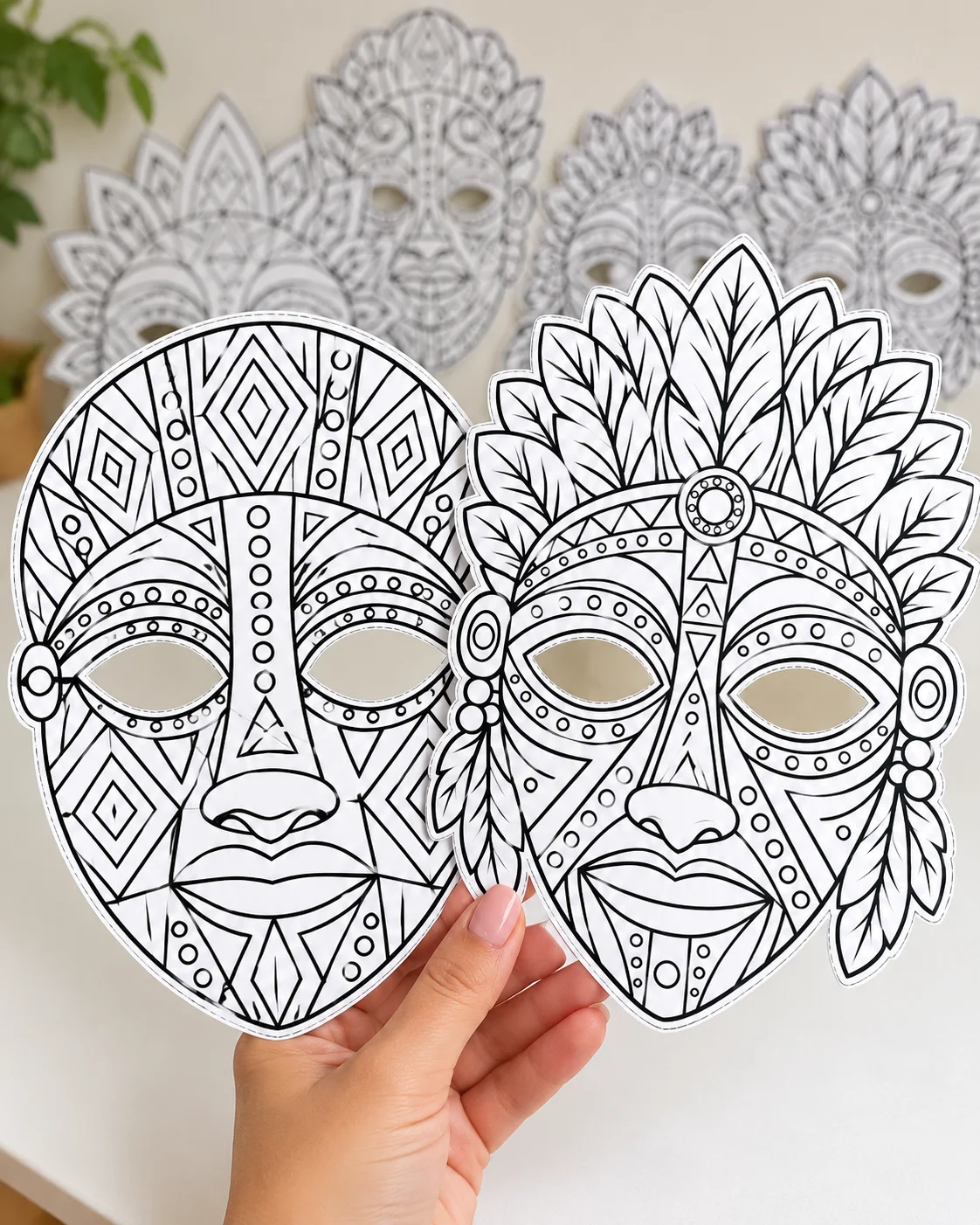MÁSCARAS AFRICANAS PARA COLORIR – 12 MODELOS — Datas comemorativas para Educação Infantil: ✨ Uma atividade criativa para…