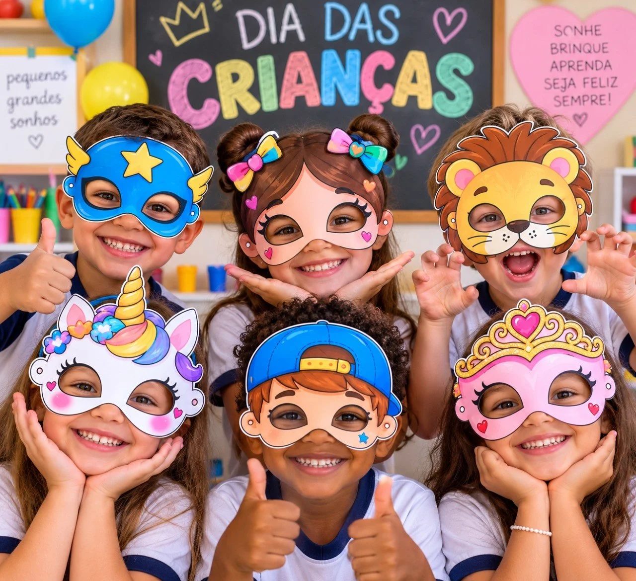 MÁSCARAS COLORIDAS ESPECIAIS – DIA DAS CRIANÇAS! — capa do material