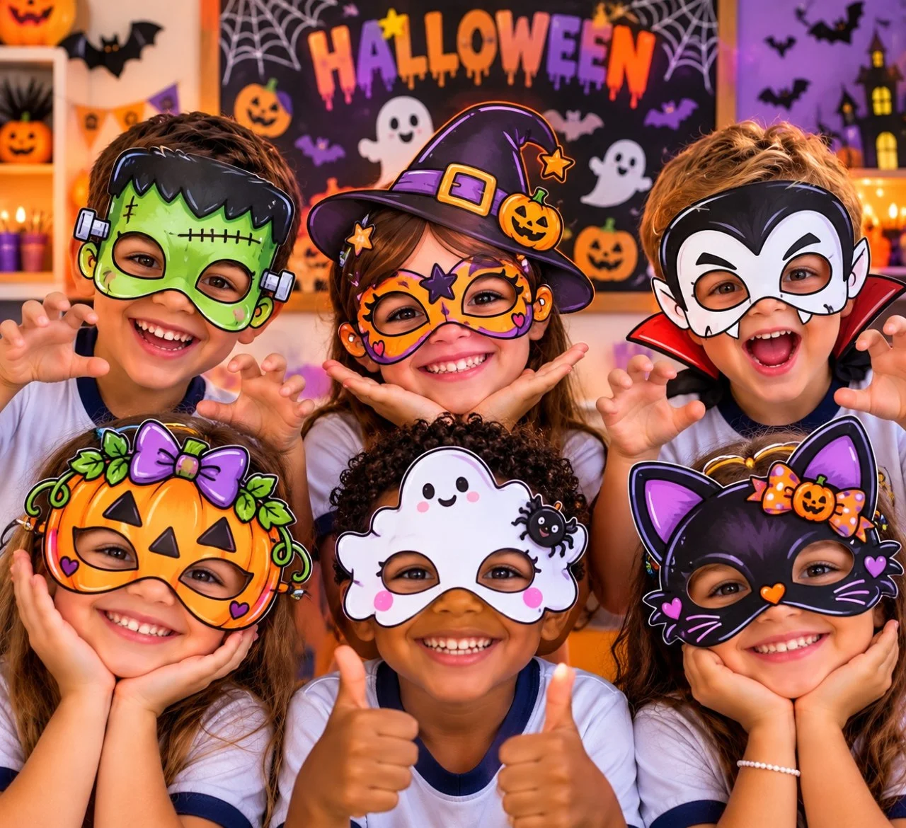 MÁSCARAS DE HALLOWEEN – ATIVIDADE PEDAGÓGICA — Datas comemorativas para Todas as séries: 🕸️ Máscaras lindas e divertidas…