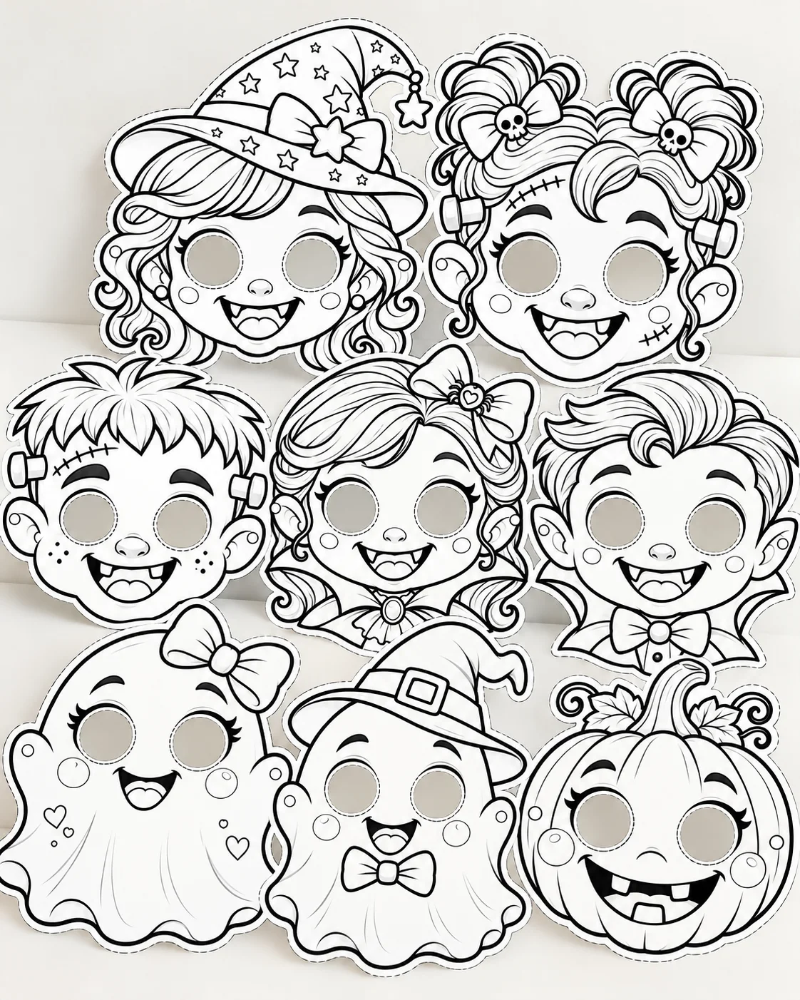 MÁSCARAS DE HALLOWEEN PARA COLORIR - ARQUIVO EM PDF — amostra 5: Prepare-se para um Halloween cheio de criatividade e…