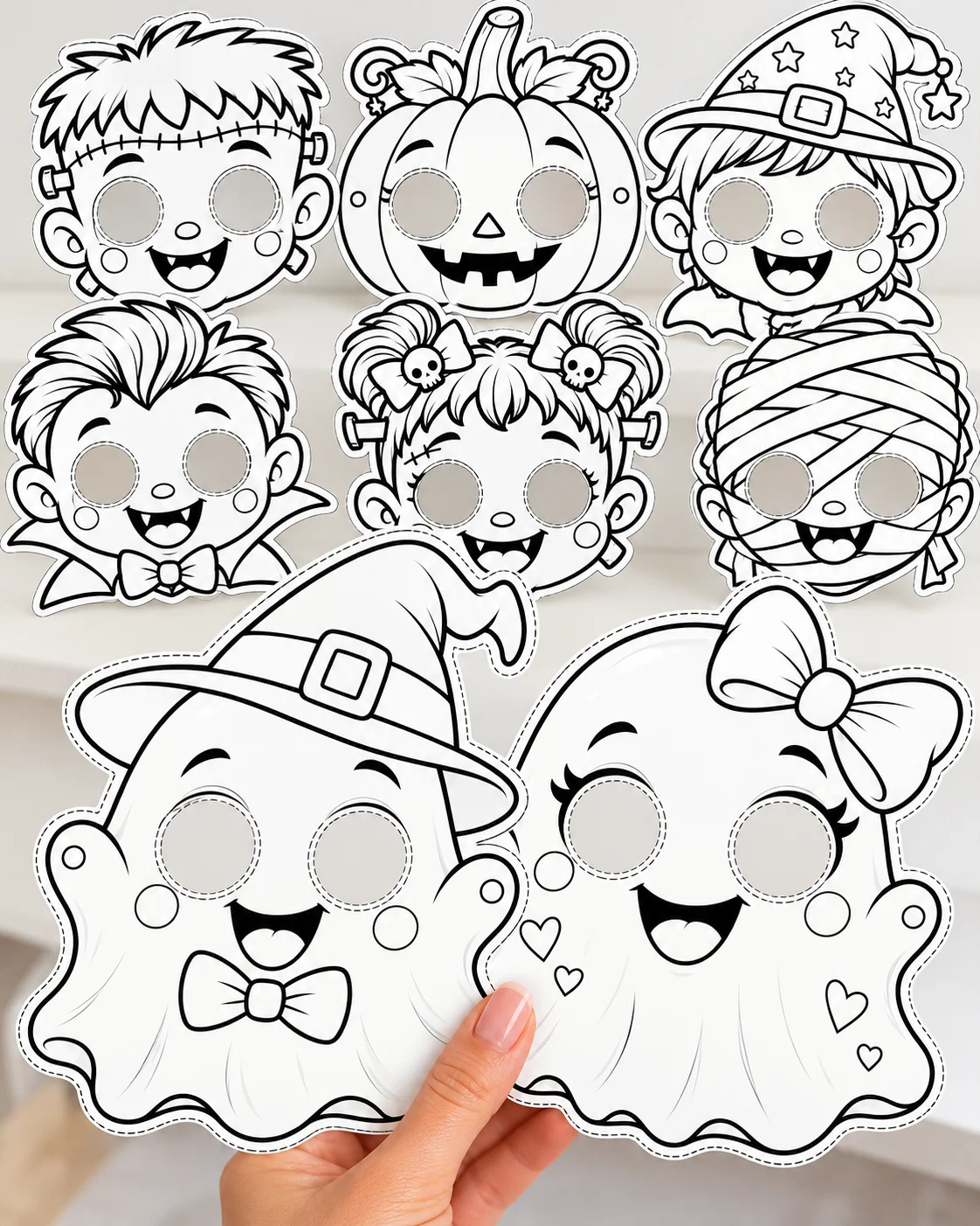 MÁSCARAS DE HALLOWEEN PARA COLORIR - ARQUIVO EM PDF — Alfabetização para Educação Infantil: Prepare-se para um Halloween…