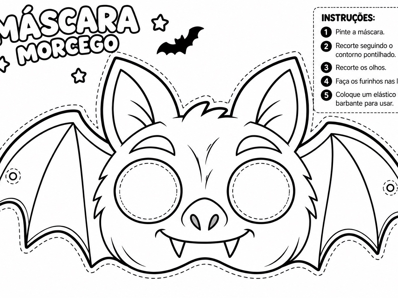 Máscaras de Halloween para Colorir e Recortar – Kit com 5 Modelos — amostra 1: Kit com 5 máscaras de Halloween para…