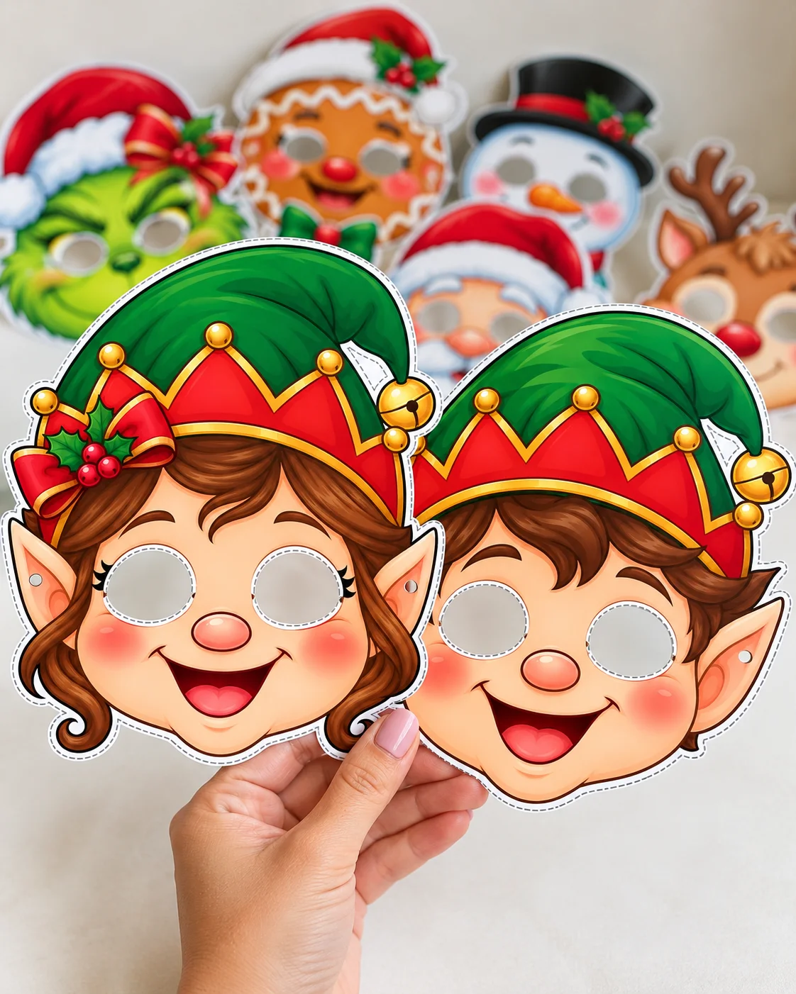 MÁSCARAS DE NATAL – 10 MODELOS INCRÍVEIS — amostra 1: Deixe o Natal ainda mais divertido e encantador com máscaras…