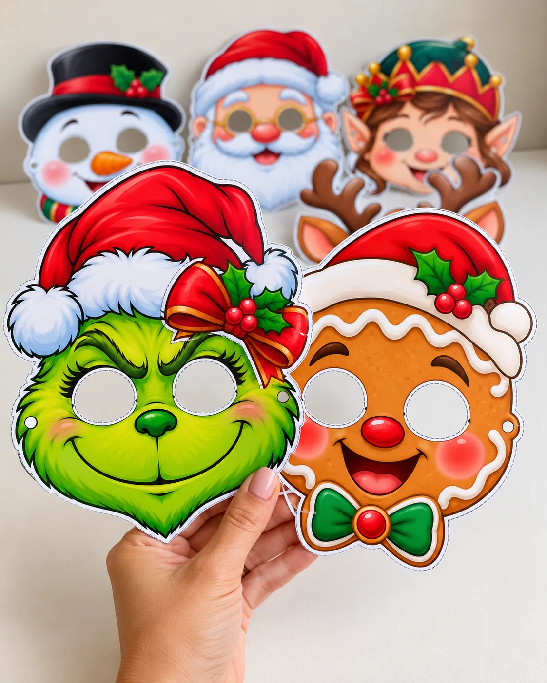 MÁSCARAS DE NATAL – 10 MODELOS INCRÍVEIS — amostra 3: Deixe o Natal ainda mais divertido e encantador com máscaras…