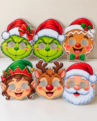 MÁSCARAS DE NATAL – 10 MODELOS INCRÍVEIS EM PDF — amostra 3: Deixe o Natal ainda mais divertido e encantador com máscaras…