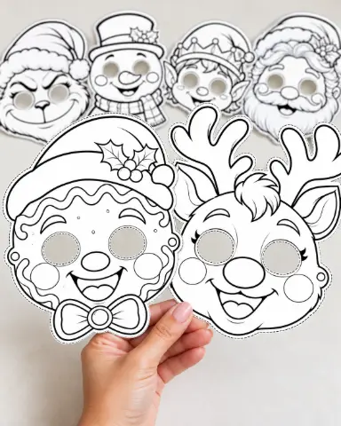 MÁSCARAS DE NATAL PARA COLORIR - ARQUIVO EM PDF — capa do material