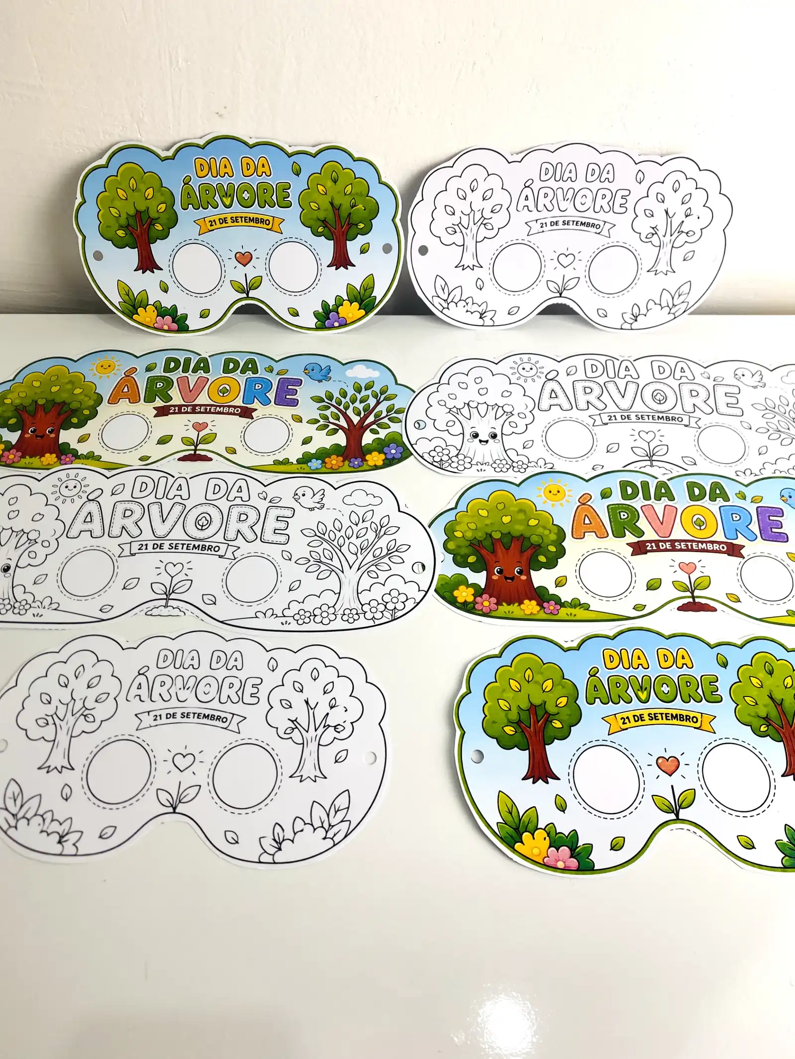 Máscaras Dia da Árvore – Coloridas e para Colorir — amostra 1: Como usar em sala de aula