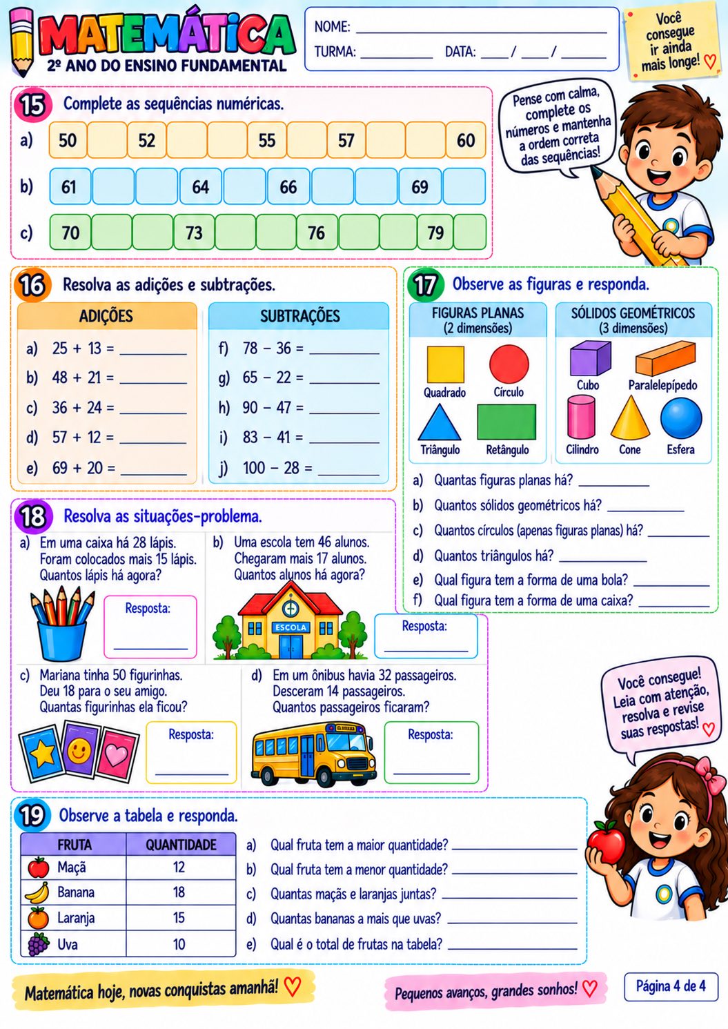 Matemática em Ação – Atividades para o 2º Ano do Ensino Fundamental — amostra 3: Apostila colorida e didática com…