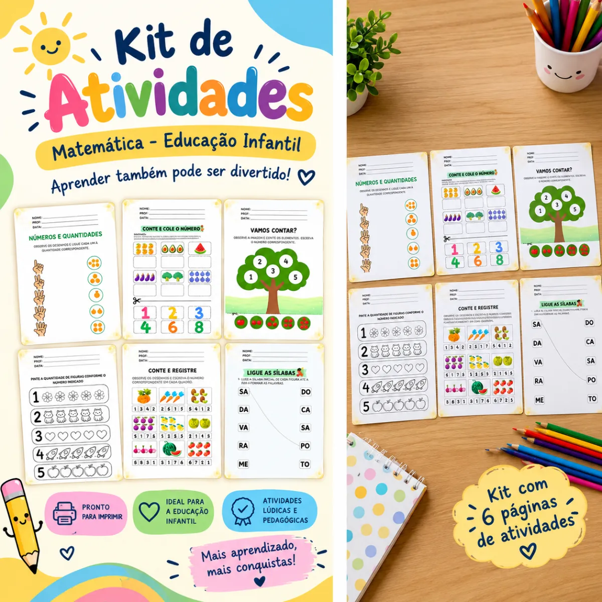 Matemática G2 ao G5 — Atividades para Educação Infantil: Um material lúdico e educativo com 5 páginas de atividades prontas…