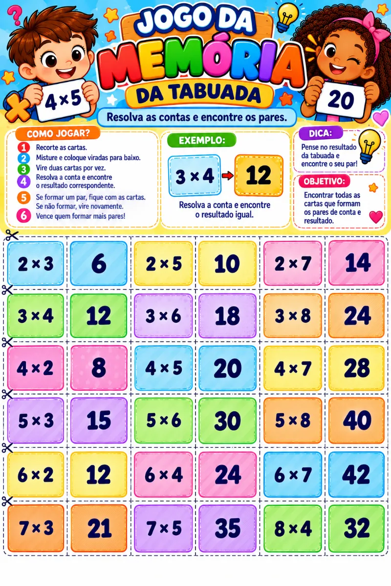 MATEMÁTICA - TABUADA DIVERTIDA 4º E 5º ANO — Matemática para 5º ano: Orientações para criar a capa de “Tabuada Divertida”,…