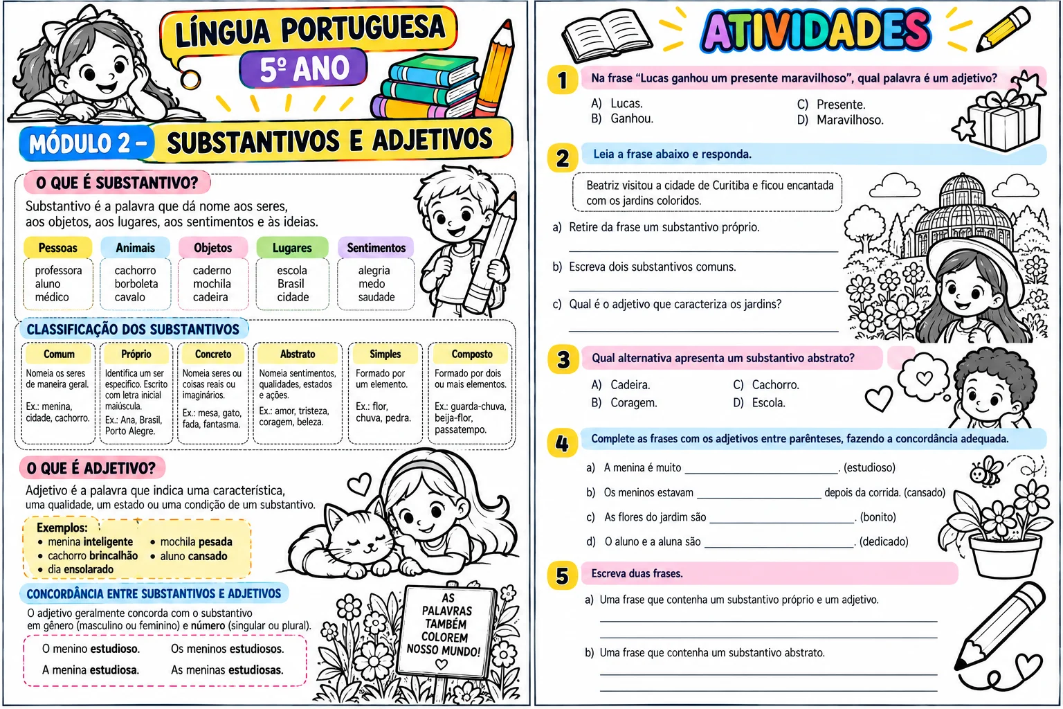 Material de Apoio de Língua Portuguesa – 5º Ano — amostra 2: O material está organizado em 5 módulos