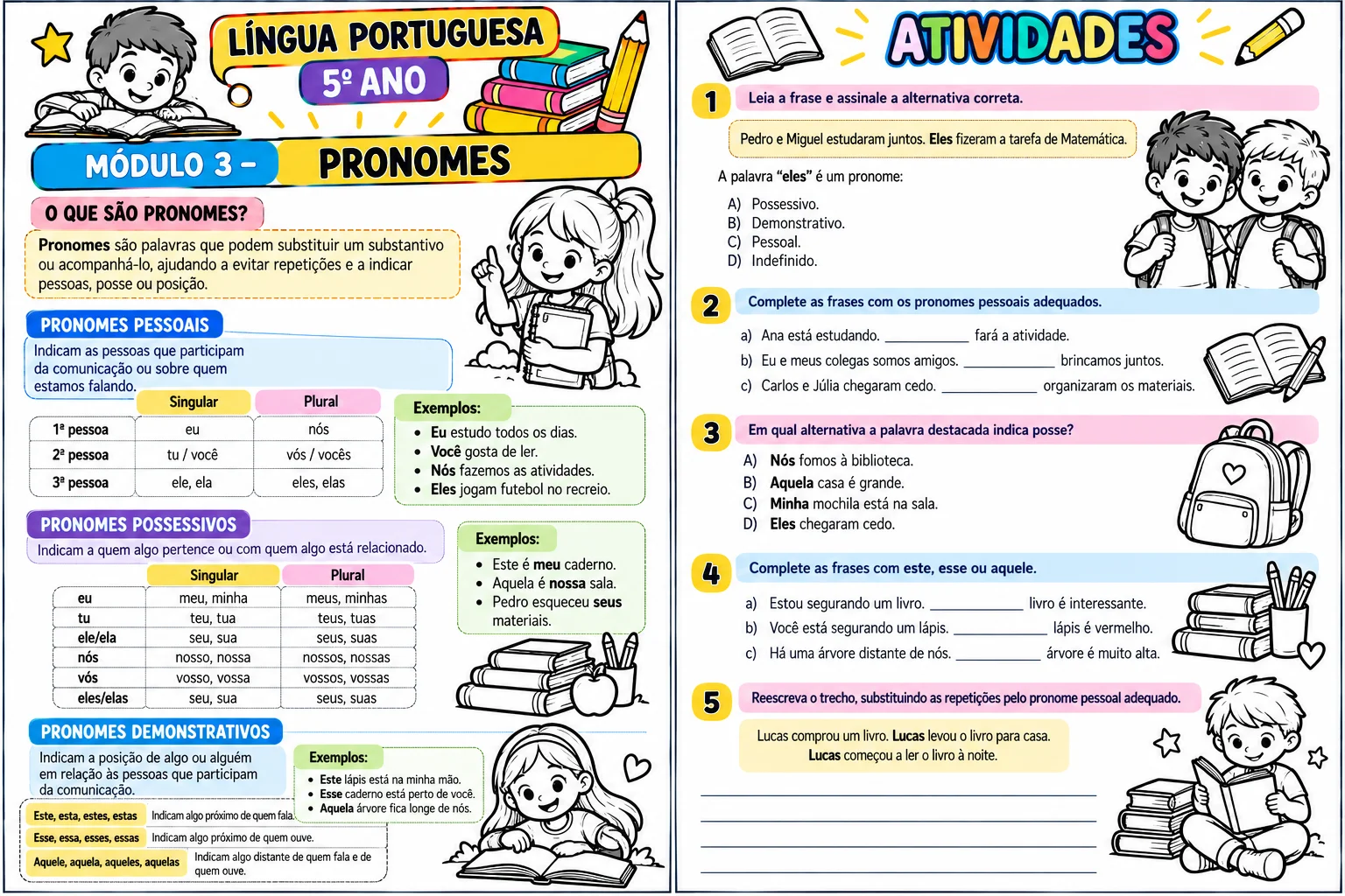 Material de Apoio de Língua Portuguesa – 5º Ano — amostra 5: Módulo 3 – Pronomes
