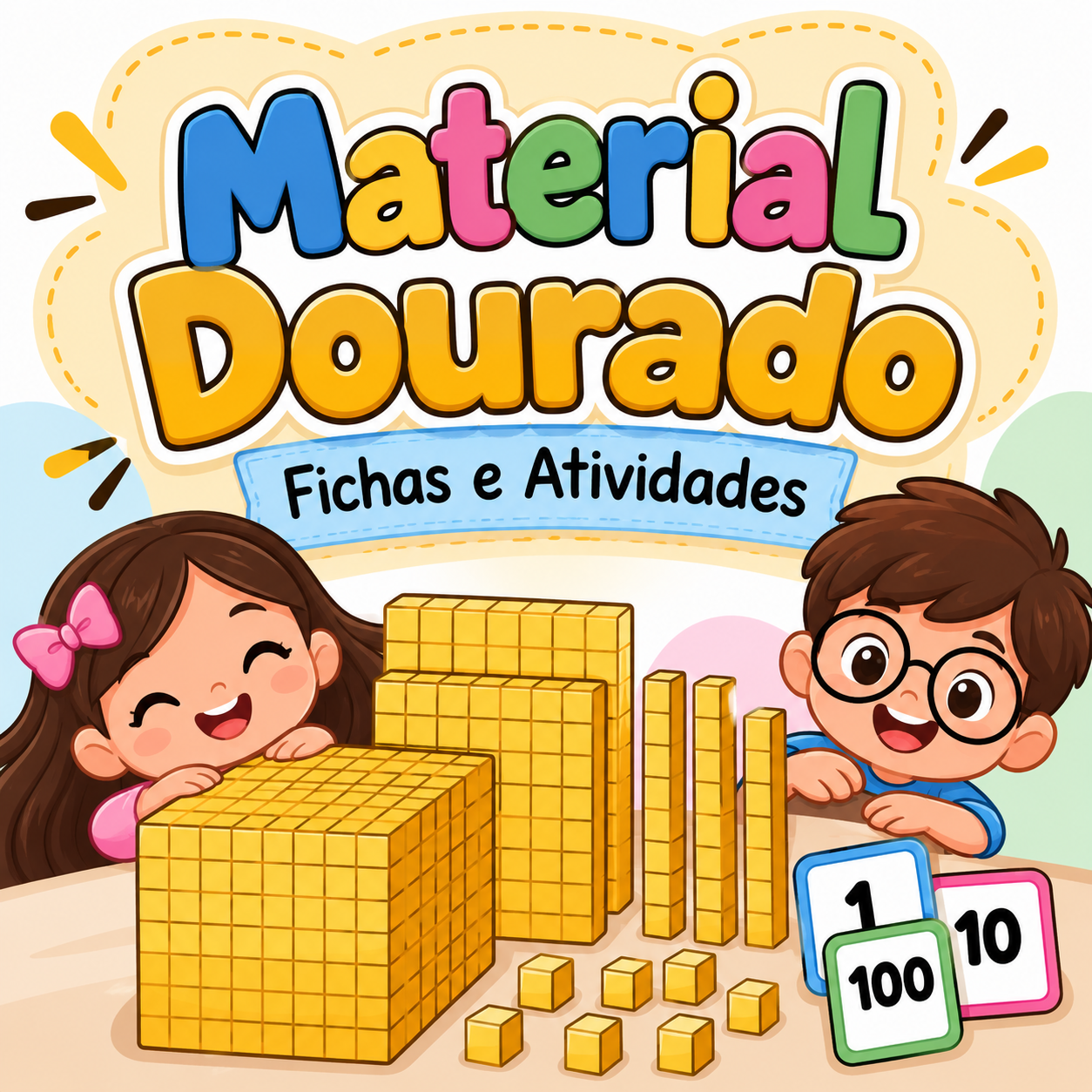 🧮✨ Material Dourado – Fichas e Atividades de Matemática — capa do material