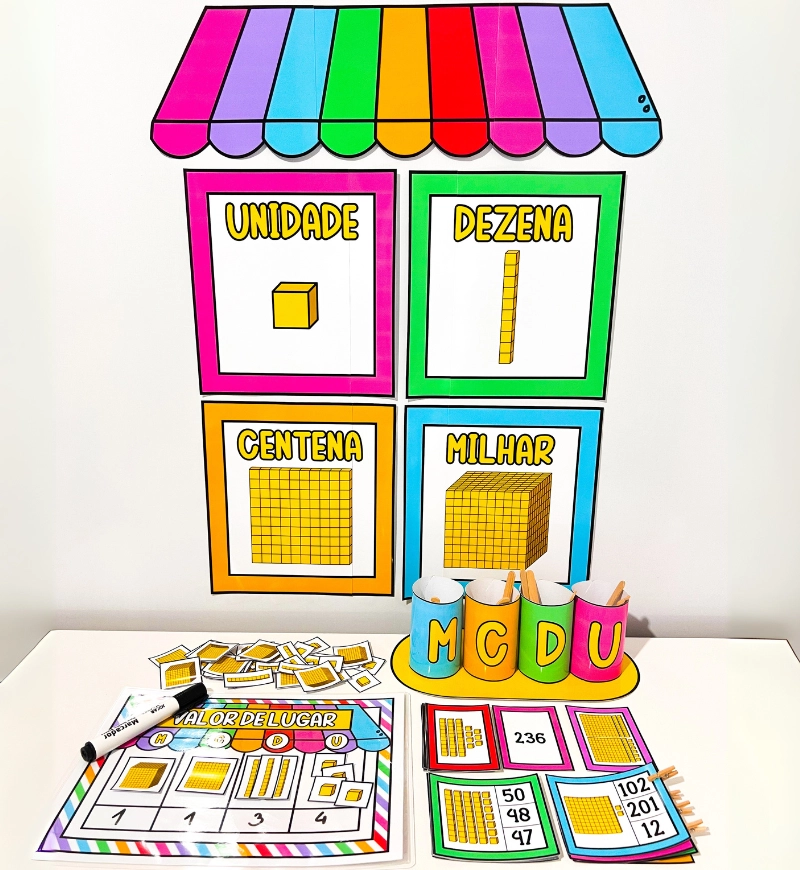 Material dourado para imprimir: kit de numeração decimal — amostra 7: Trabalhe o sistema de numeração decimal com um kit de…
