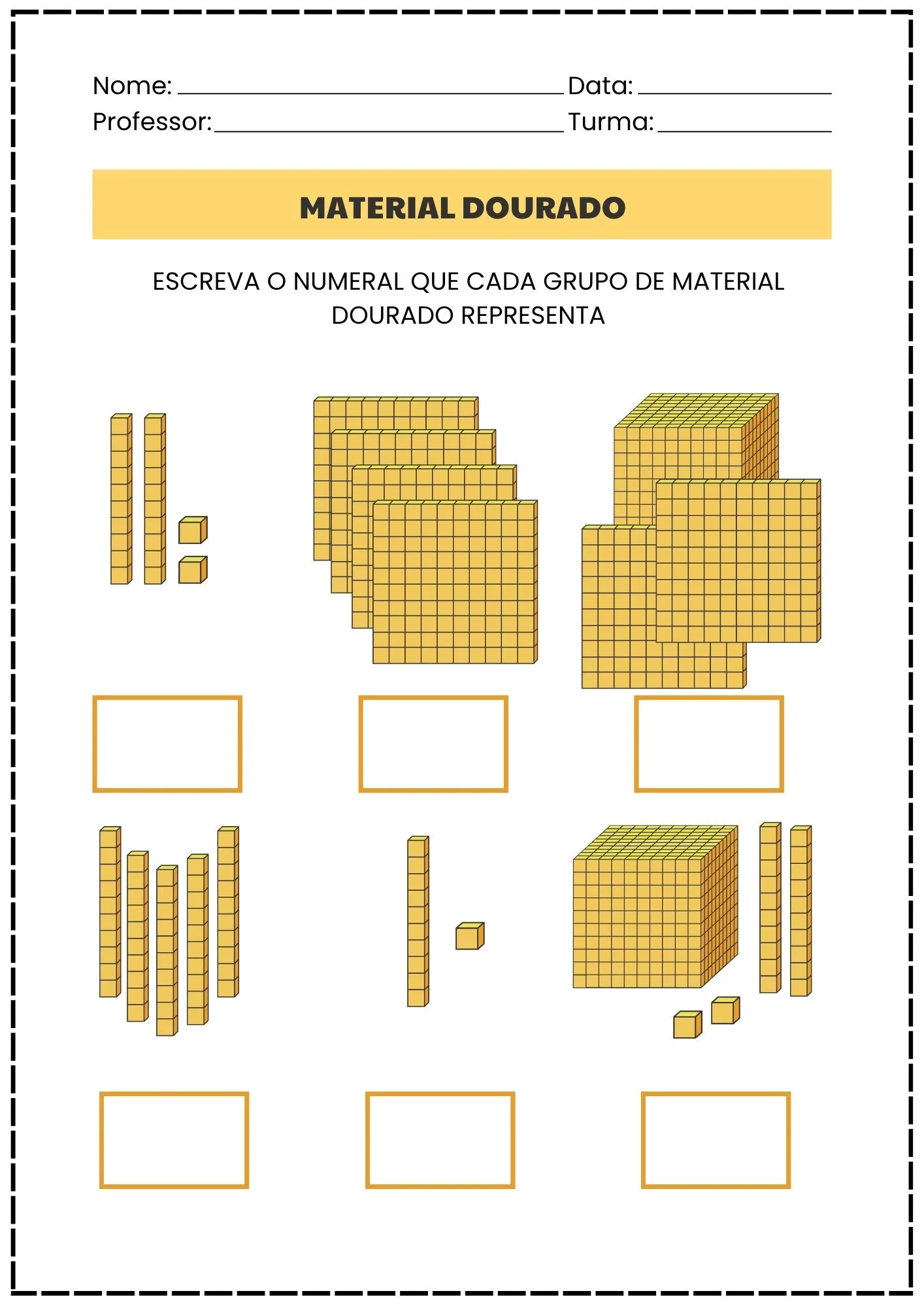 Material Dourado! Sistema de Numeração Decimal. Parte 2 — amostra 2: 23 páginas de atividades com Material Dourado para…