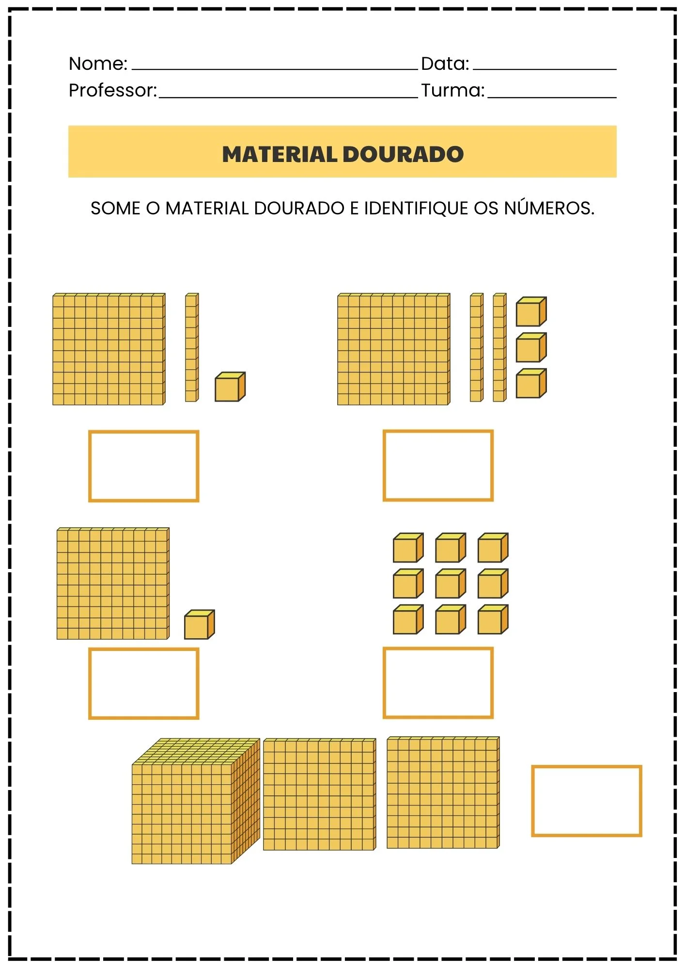Material Dourado! Sistema de Numeração Decimal. Parte 2 — amostra 4: 23 páginas de atividades com Material Dourado para…